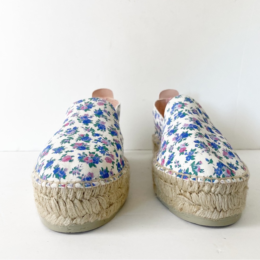LoveShackFancy Floral Espadrilles in Blue and White - Picture 8 of 16